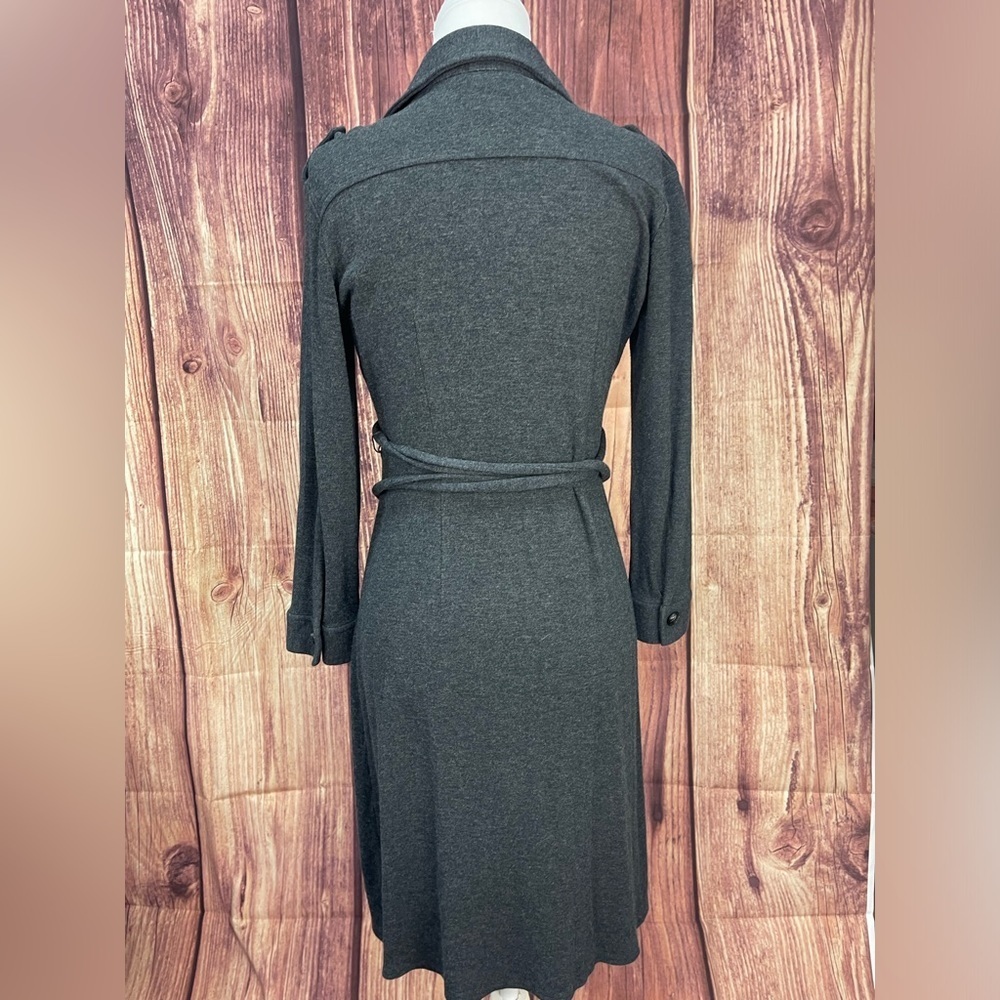 Ann Taylor LOFT military style dark gray faux wrap dress women’s size 0 - Picture 5 of 16